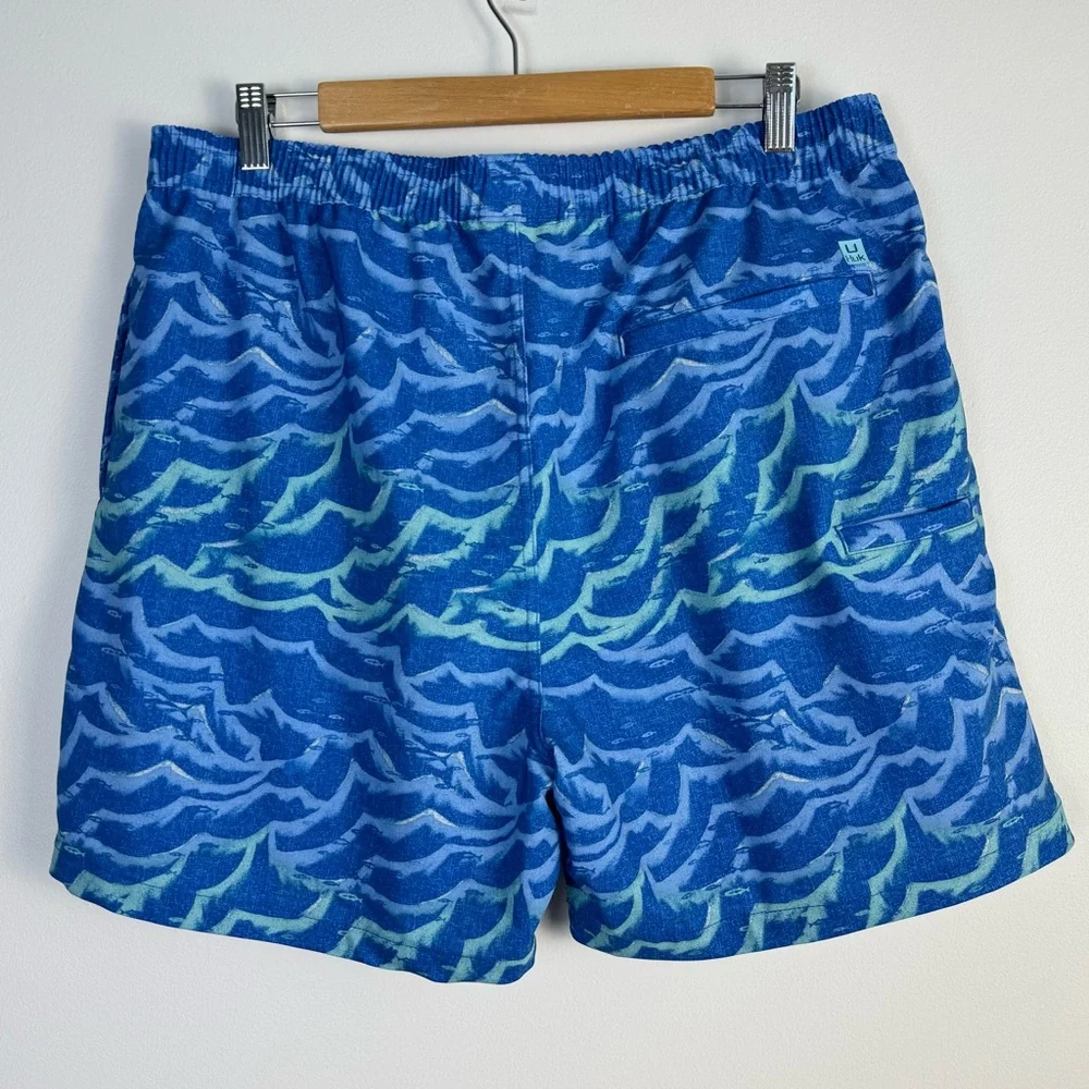 Huk Wave Volley 5.5” Inseam Swim Trunks Shorts Board Sz XL Blue Fishing Outdoors
